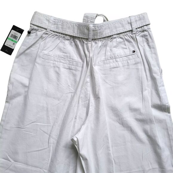 Tommy Hilfiger Wide Leg Pants Womens 8 White High Rise Belted Pockets NWT - Picture 9 of 11